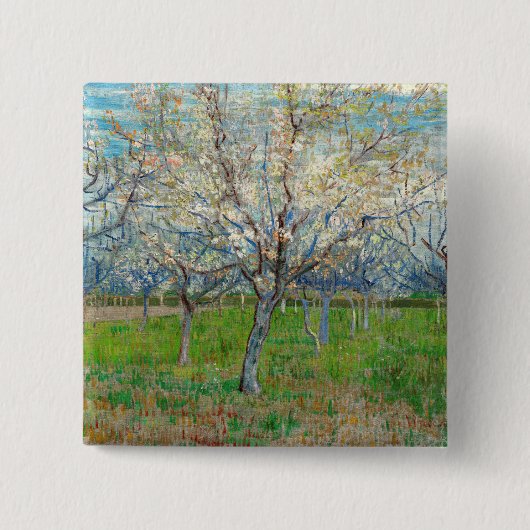 Vincent van Gogh - Pink Orchard Vierkante Button 5,1 Cm (Voorkant)