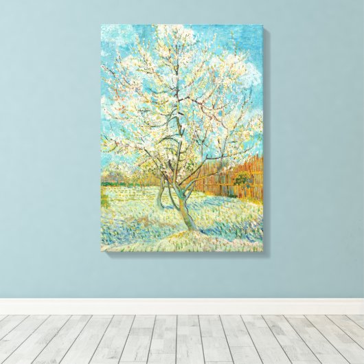 Vincent van Gogh - Pink Peach Tree in Blossom Canvas Afdruk (Insitu (Houten vloer))