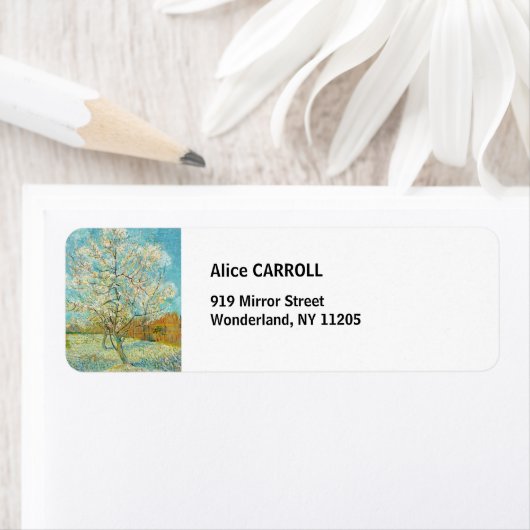 Vincent van Gogh - Pink Peach Tree in Blossom Etiket (Insitu)