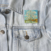 Vincent van Gogh - Pink Peach Tree in Blossom Vierkante Button 5,1 Cm (In situ)