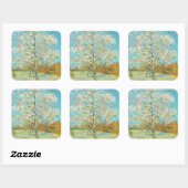 Vincent van Gogh - Pink Peach Tree in Blossom Vierkante Sticker (Vel)