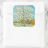 Vincent van Gogh - Pink Peach Tree in Blossom Vierkante Sticker (Tas)