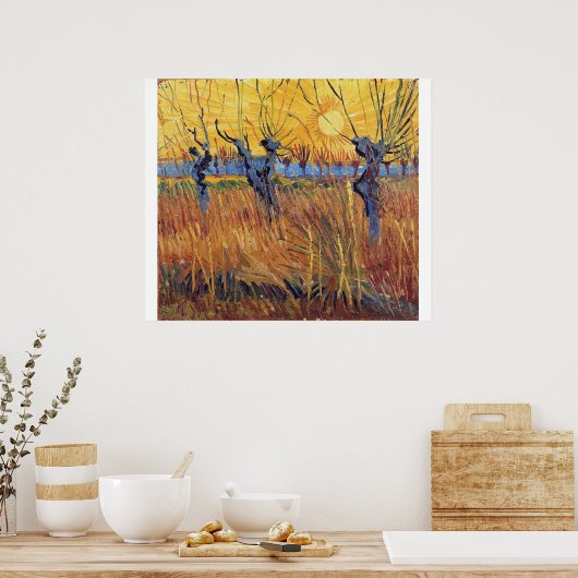 Vincent Van Gogh - Pollard Willows en Setting Sun Poster (Keuken)
