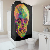 Vincent Van Gogh - Pop Art Halloween Skull Douchegordijn (In situ)