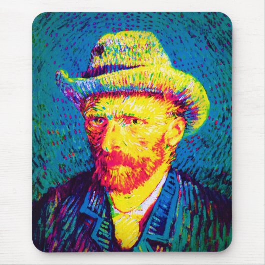 Vincent van Gogh - Pop Art Self Portret met Pet Muismat (Voorkant)