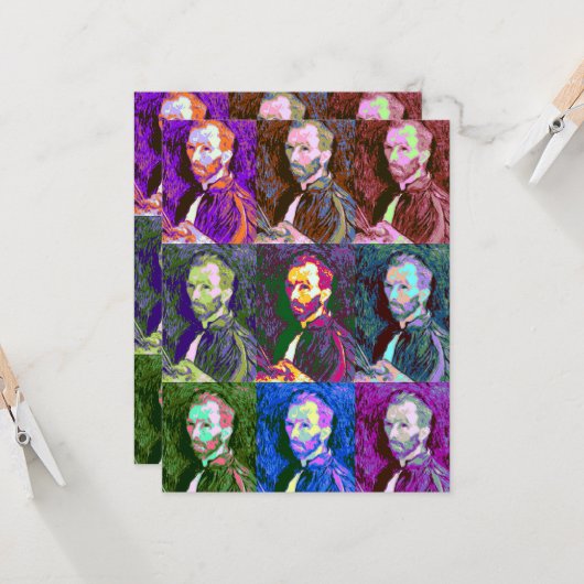 Vincent van Gogh Pop Art Vlakke Wenskaart Kaart (Voorkant / Achterkant in situ)