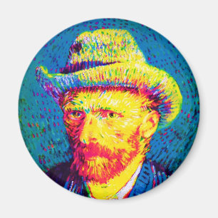 Vincent Van Gogh - Pop Art Zelfportret Met Hoed Magneet