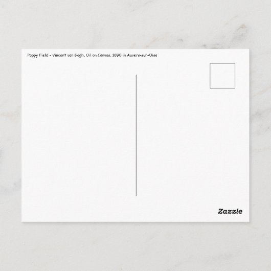 Vincent van Gogh - Poppy Field Briefkaart (Achterkant)