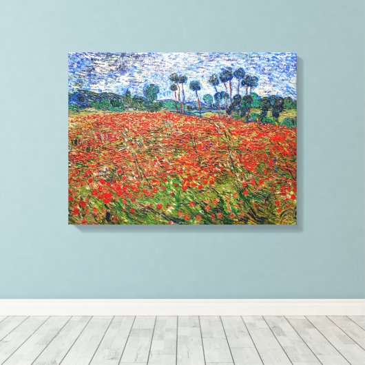 Vincent van Gogh - Poppy Field Canvas Afdruk (Insitu (Houten vloer))