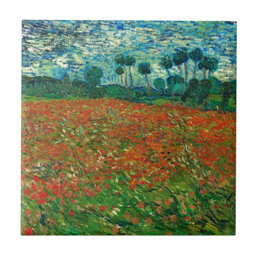 Vincent Van Gogh Poppy Field Floral Art Tegeltje (Voorkant)