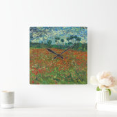 Vincent Van Gogh Poppy Field Floral Art Vierkante Klok (Huis)