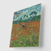 Vincent Van Gogh Poppy Field Floral Art Vierkante Klok (Hoek)