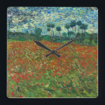 Vincent Van Gogh Poppy Field Floral  Art Vierkante Klok<br><div class="desc">Vincent Van Gogh Poppy Field Floral Fine Art Vincent Willem van Gogh was een schilder van de Post-Impressionist, wiens werk een verreikende invloed had op de 20e-eeuwse kunst. Zijn productie omvat portretten, zelfportretten, landschappen en nog steeds levende cypersen, bloeiende bomen, tarwevelden en zonnebloemen. Tussen 1886 en 1890 heeft Vincent van...</div>