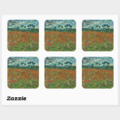 Vincent Van Gogh Poppy Field Floral Art Vierkante Sticker (Vel)