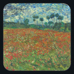 Vincent Van Gogh Poppy Field Floral  Art Vierkante Sticker<br><div class="desc">Vincent Van Gogh Poppy Field Floral Fine Art Vincent Willem van Gogh was een schilder van de Post-Impressionist, wiens werk een verreikende invloed had op de 20e-eeuwse kunst. Zijn productie omvat portretten, zelfportretten, landschappen en nog steeds levende cypersen, bloeiende bomen, tarwevelden en zonnebloemen. Tussen 1886 en 1890 heeft Vincent van...</div>