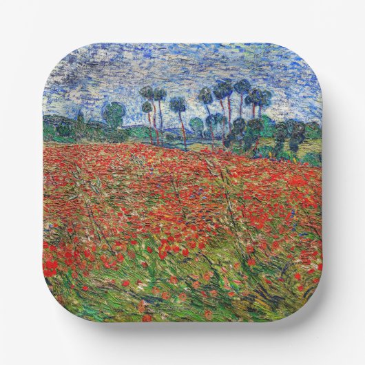Vincent van Gogh - Poppy Field Papieren Bordje (Voorkant)