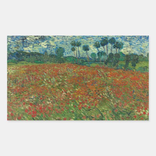 Vincent van Gogh - Poppy Field Rechthoekige Sticker (Voorkant)