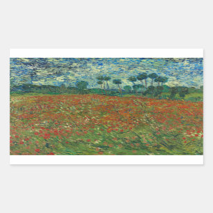 Vincent van Gogh - Poppy Field Rechthoekige Sticker
