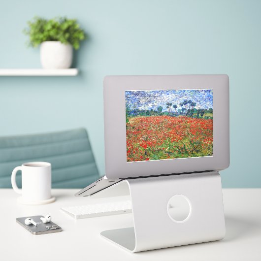 Vincent van Gogh - Poppy Field Sticker (Laptop op bureau)