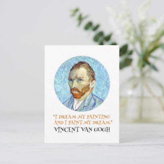 Vincent Van Gogh Portret met Quote Briefkaart (Staand voorkant)