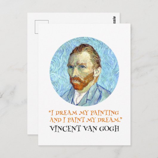 Vincent Van Gogh Portret met Quote Briefkaart (Voorkant / Achterkant)