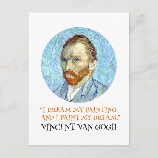 Vincent Van Gogh Portret met Quote Briefkaart (Voorkant)