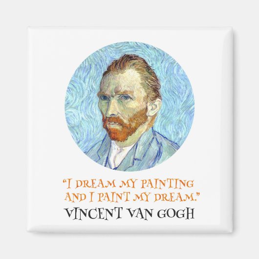 Vincent Van Gogh Portret met Quote Magneet (Voorkant)