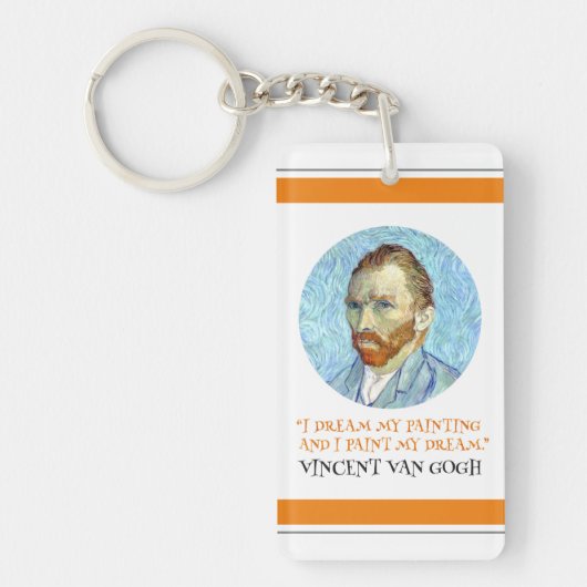 Vincent Van Gogh Portret met Quote Sleutelhanger (Voorkant)
