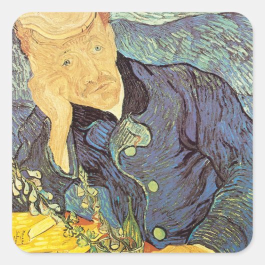 Vincent van Gogh - Portret van dokter Gachet Vierkante Sticker (Voorkant)