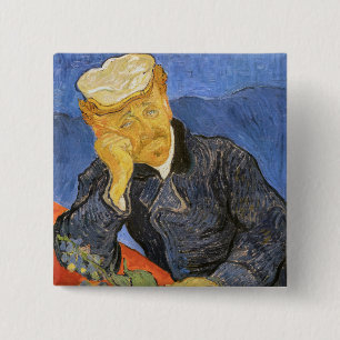 Vincent Van Gogh - Portret van dokter Paul Gachet Vierkante Button 5,1 Cm