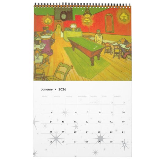 Vincent van Gogh, Post Impressionisme Kalender (Jan 2026)