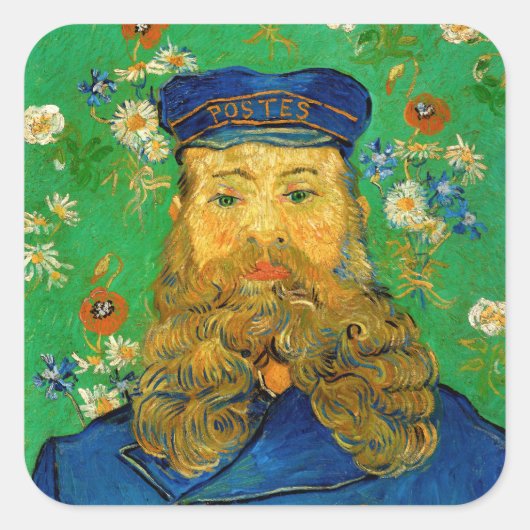 Vincent Van Gogh - Postman Joseph Roulin Vierkante Sticker (Voorkant)
