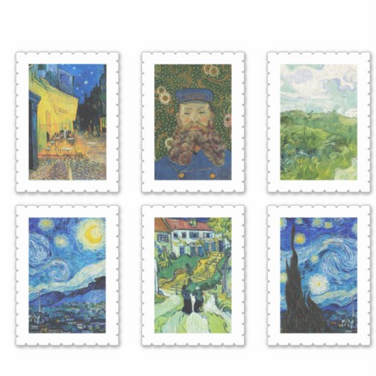 vincent van gogh postzegel sticker pack (Voorkant)