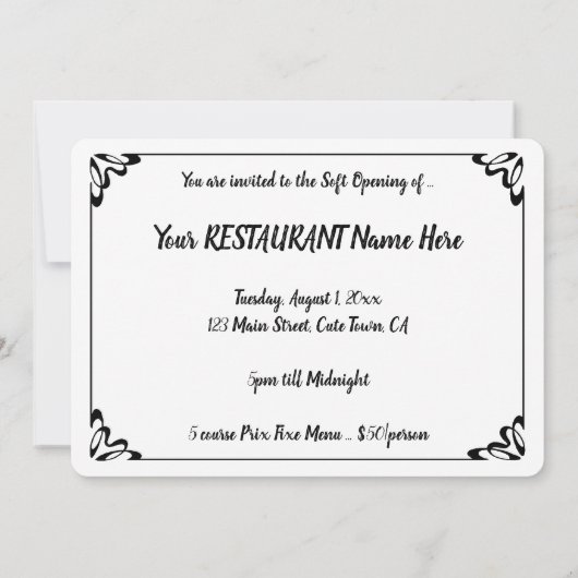 Vincent van Gogh Restaurant Soft Open Kaart (Achterkant)