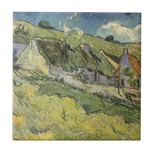 Vincent van Gogh - Rieten Huizen Tegeltje (Voorkant)