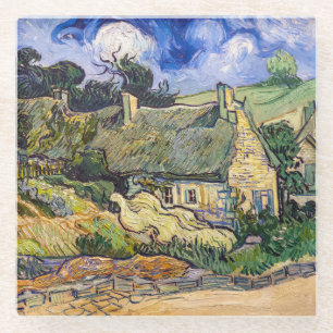 Vincent Van Gogh - Rietgedekte Huizen bij Cordevil Glazen Onderzetter
