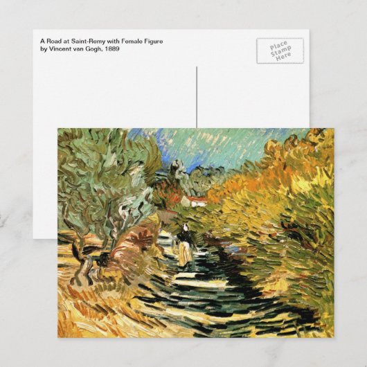 Vincent van Gogh Road in Saint-Remy, Vrouw Figuur Briefkaart (Voorkant / Achterkant)