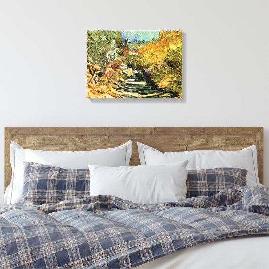 Vincent van Gogh Road in Saint-Remy, Vrouw Figuur Canvas Afdruk (Insitu (Slaapkamer))