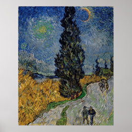 Vincent van Gogh Road met cipressen en sterrenschi Poster