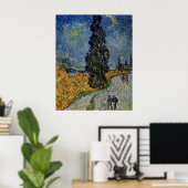 Vincent van Gogh Road met cipressen en sterrenschi Poster (Thuiskantoor)
