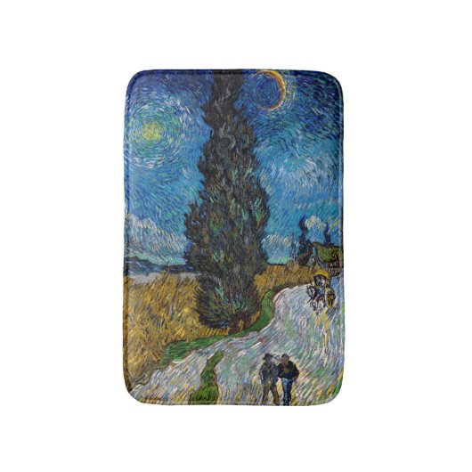 Vincent van Gogh - Road met Cypress en Star Badmat (Voorkant Verticaal)