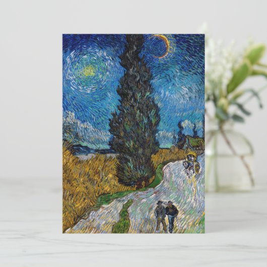 Vincent van Gogh - Road met Cypress en Star Bedankkaart (Staand voorkant)