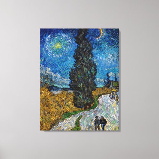 Vincent van Gogh - Road met Cypress en Star Canvas Afdruk (Voorkant)