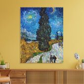 Vincent van Gogh - Road met Cypress en Star Canvas Afdruk (Insitu (Woonkamer))