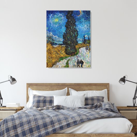 Vincent van Gogh - Road met Cypress en Star Canvas Afdruk (Insitu (Slaapkamer))