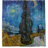 Vincent van Gogh - Road met Cypress en Star Douchegordijn (Voorkant)
