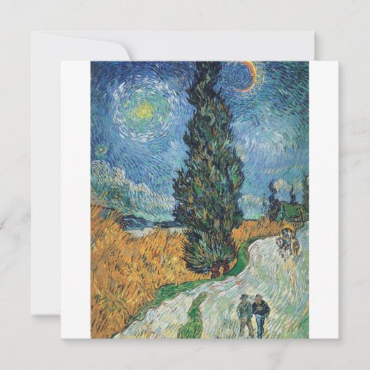 Vincent Van Gogh - Road met Cypress en Star Feestdagenkaart (Voorkant)