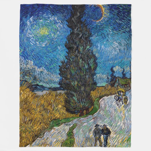 Vincent van Gogh - Road met Cypress en Star Fleece Deken (Voorkant)