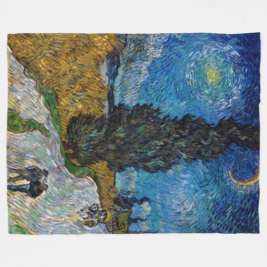 Vincent van Gogh - Road met Cypress en Star Fleece Deken (Voorkant (Horizontaal))