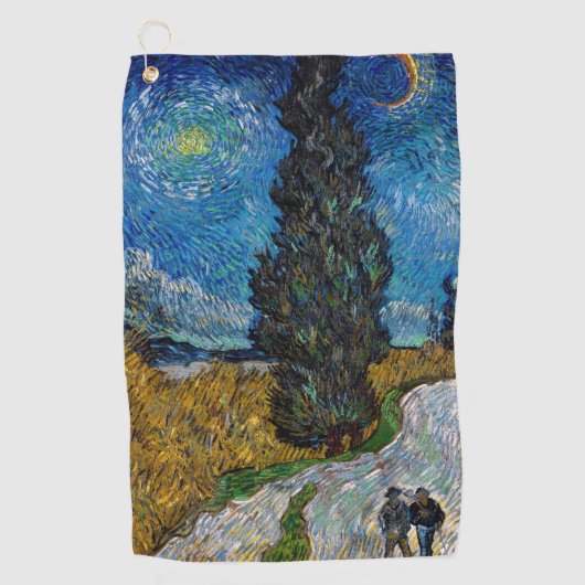 Vincent van Gogh - Road met Cypress en Star Golfhanddoek (Voorkant)